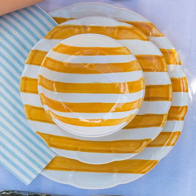 Vietri Amalfitana Yellow Stripe Cereal Bowl - Place Setting