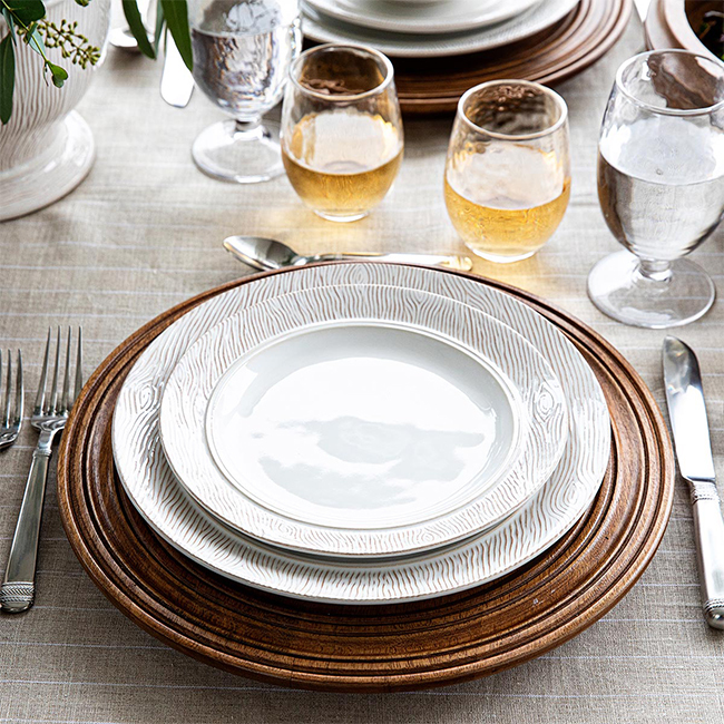 Juliska Blenheim Oak Dessert/Salad Plate | Whitewash place setting