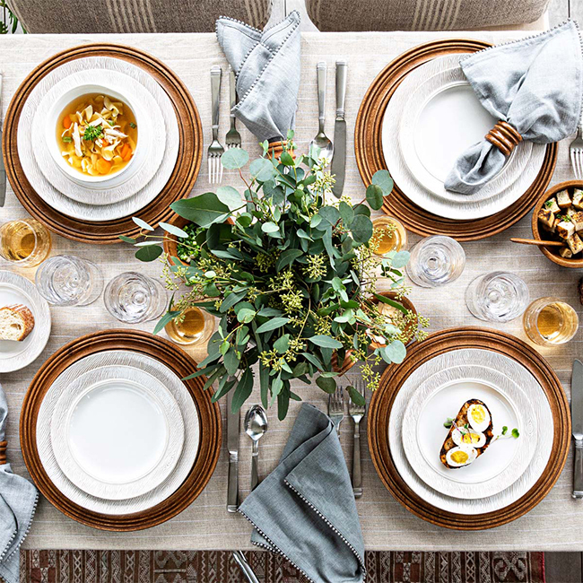 Juliska Blenheim Oak Cereal/Ice Cream Bowl | Whitewash place settings