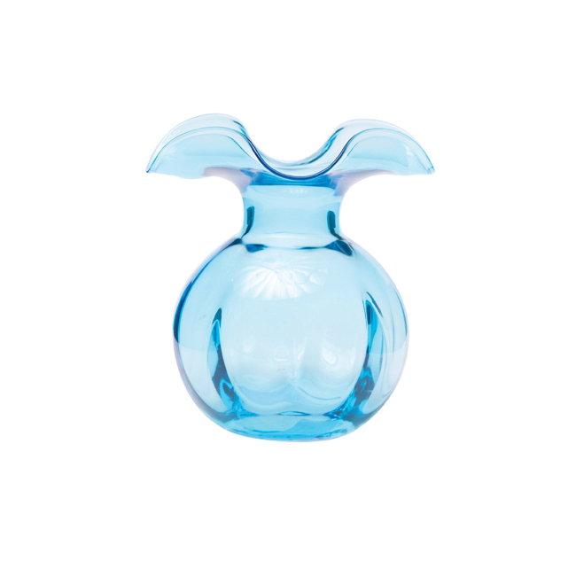 Vietri Hibiscus Glass Medium Fluted Vase | Aqua 