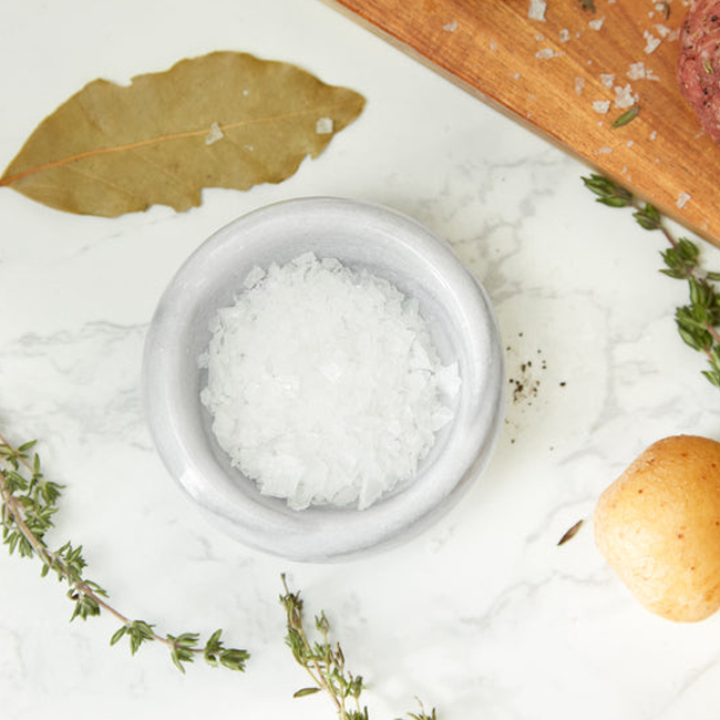 RSVP White Marble Herb Salt Bowl