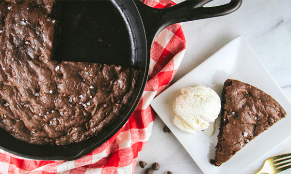 Dark Chocolate Chip Skillet Brownie