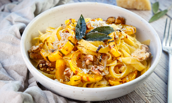 Tagliatelle Pasta with Roasted Delicata Squash and Crispy Sage Sauce