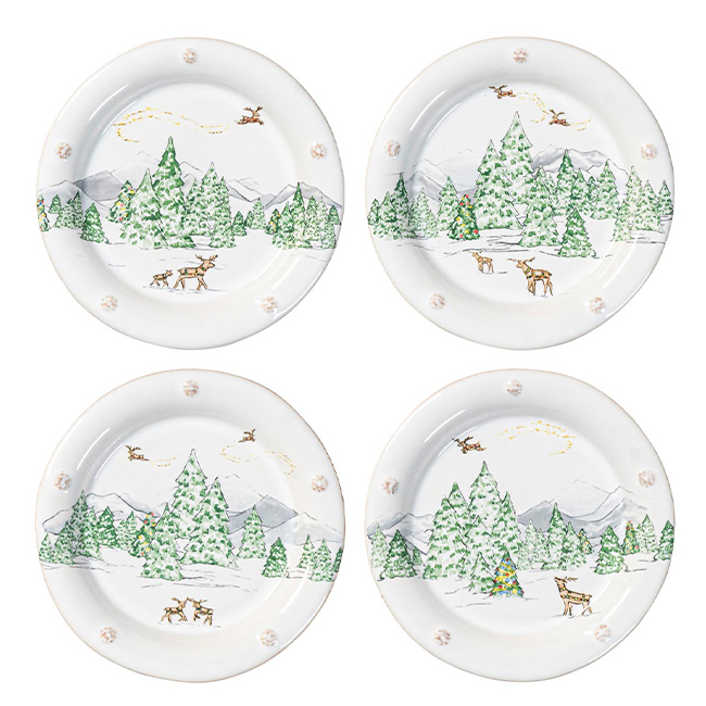 Juliska Berry & Thread North Pole Side/Cocktail Plate Assorted | Set of 4