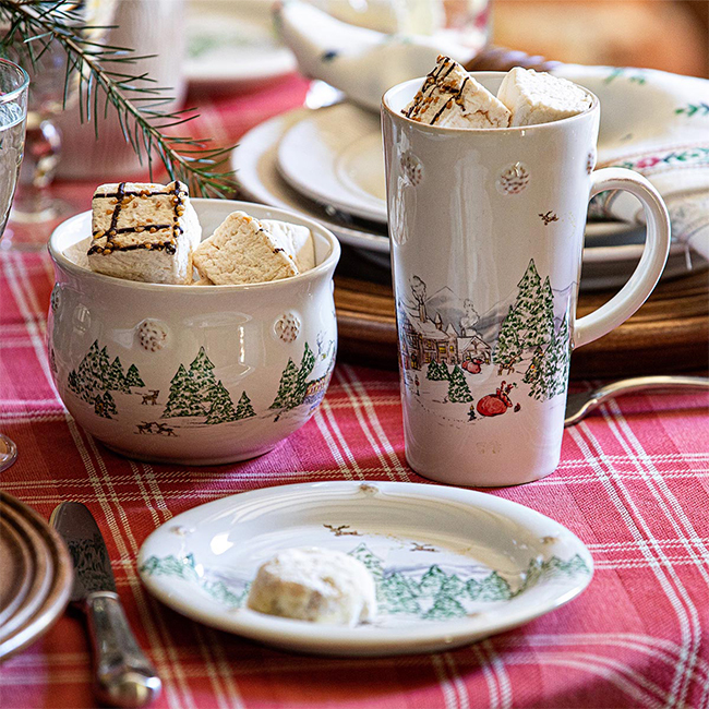 Juliska Berry & Thread North Pole Travel Mug with Silicone Lid in situ