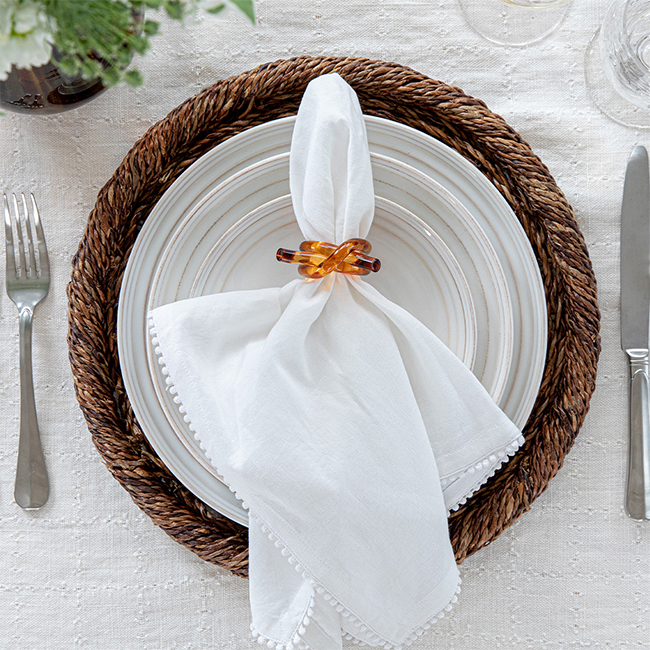 Juliska Berry Trim Napkin | White - place setting