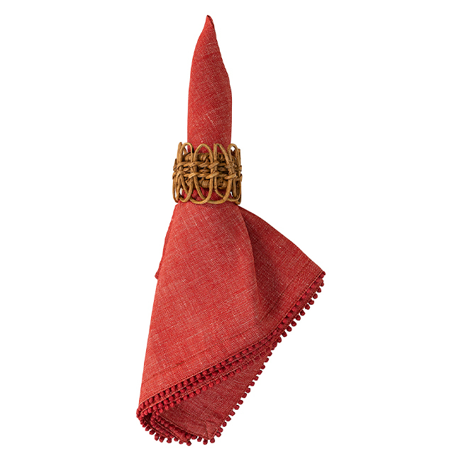 Juliska Berry Trim Napkin | Red with napkin ring