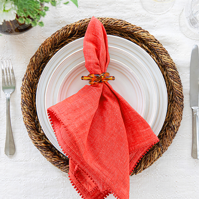 Juliska Berry Trim Napkin | Red - place setting