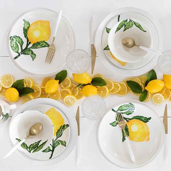 Vietri Limoni Pasta Bowl Table Setting