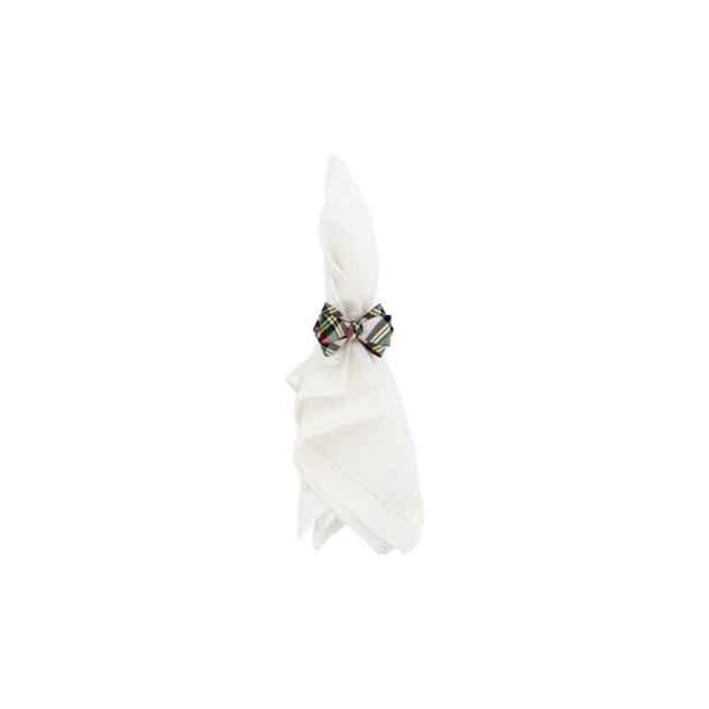 Juliska Tuxedo Stewart Tartan Napkin Ring w/White Napkin