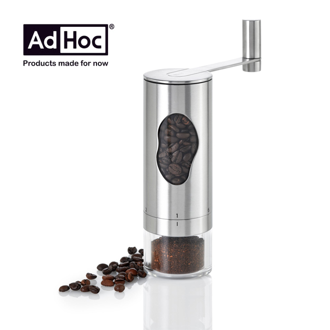 AdHoc Mrs. Bean Manual Stainless Steel Coffee Grinder with Adjustable Coarseness Settings