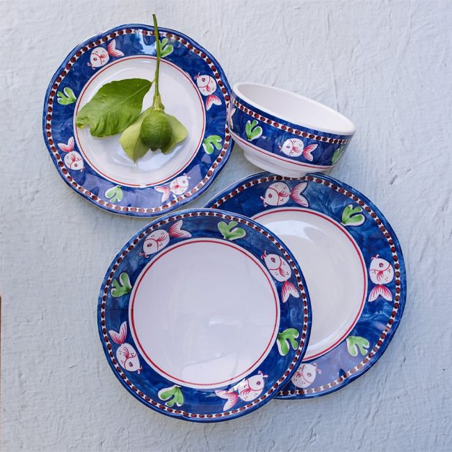 Vietri Campagna Melamine Salad Plate | Pesce place setting