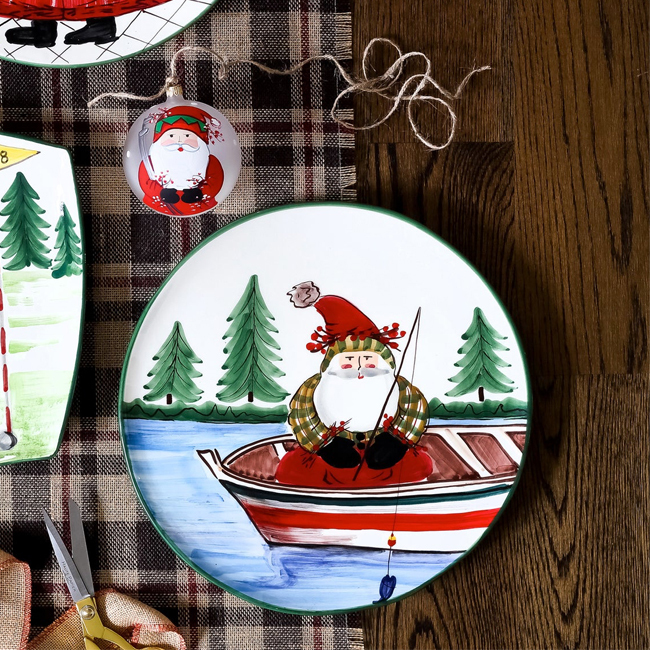 Vietri Old St. Nick Round Platter - Fishing