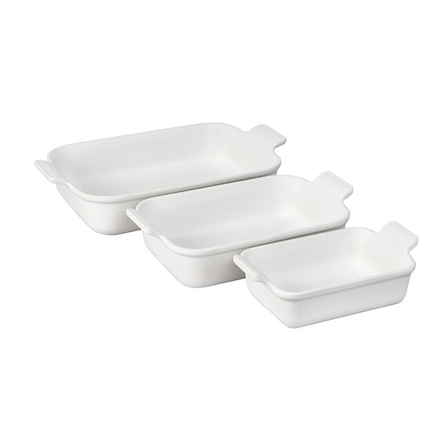 Le Creuset Heritage 3-Piece Rectangular Baking Dish Set - White