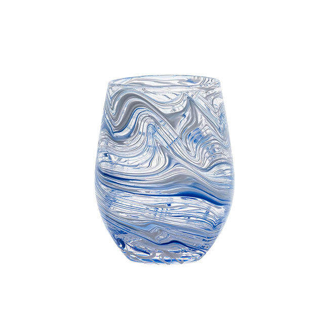 Juliska Puro Marbled Stemless Wine Glass | Blue