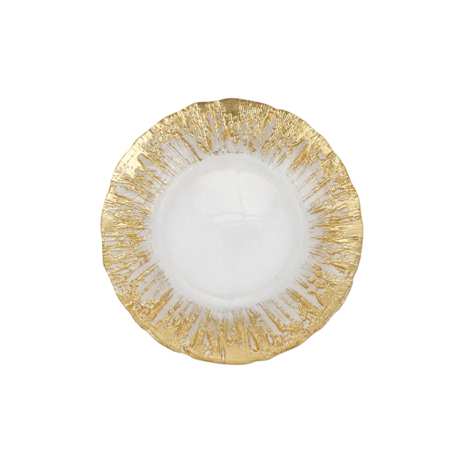 Vietri Rufolo Glass Gold Brushstroke Salad Plate