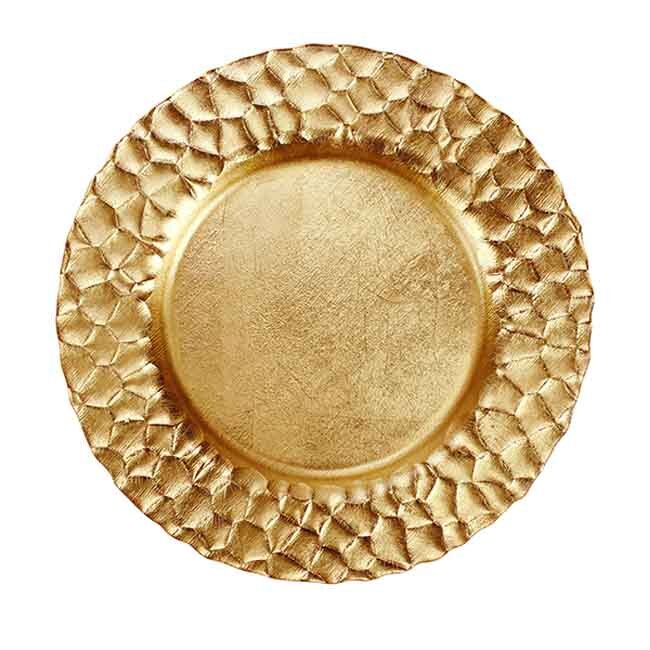 Vietri Rufolo Glass Gold Honeycomb Service Plate/Charger