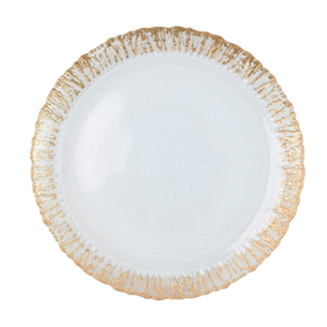 Vietri Rufolo Glass Gold Round Serving Platter