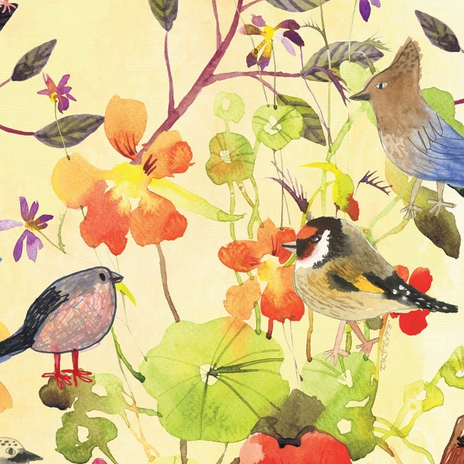 Michel Design Works Birds & Butterflies Kitchen Towel Detail