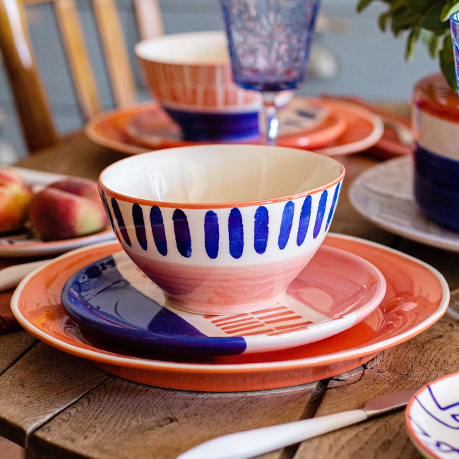 Viva by Vietri MODA Stripe Cereal Bowl place setting