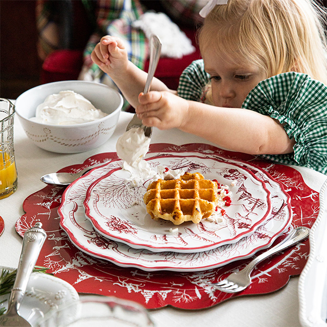 Juliska Country Estate Winter Frolic Melamine Dinner Plate | Ruby in situ